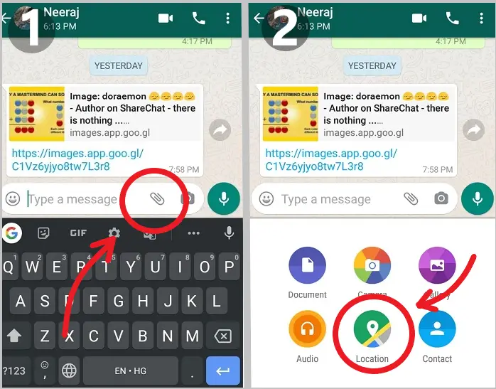 How to share live location on WhatsApp