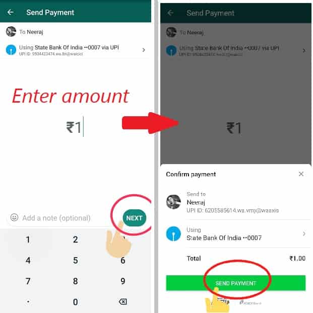 how to make payments through whatsapp