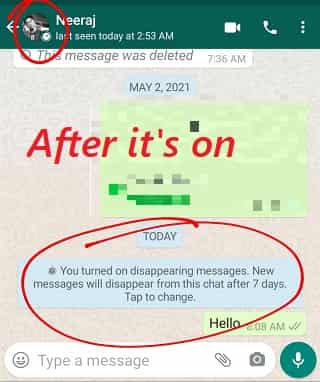 How to send disappearing messages on Whatsapp